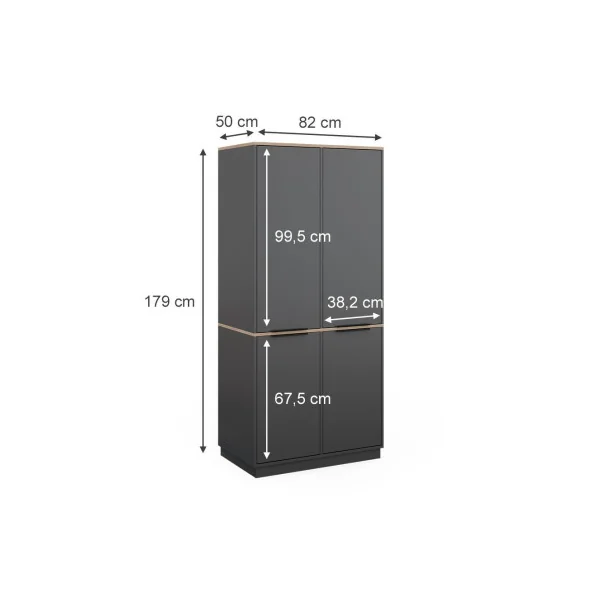 Armoire Chambre Anthracite et Chêne Armoire avec 14 Etagères Rangement Vêtement Dressing