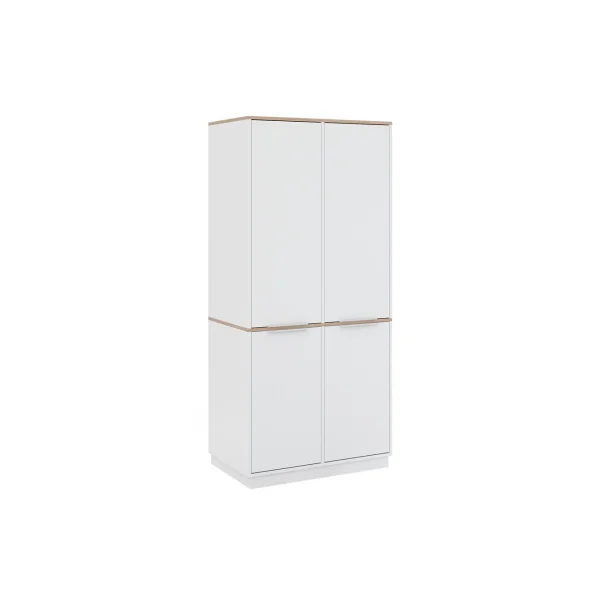 Armoire Chambre Blanc et Chêne Armoire avec 14 Etagères Rangement Vêtement Dressing
