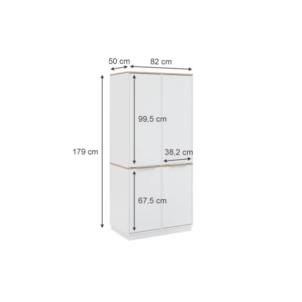 Armoire Chambre Blanc et Chêne Armoire avec 14 Etagères Rangement Vêtement Dressing