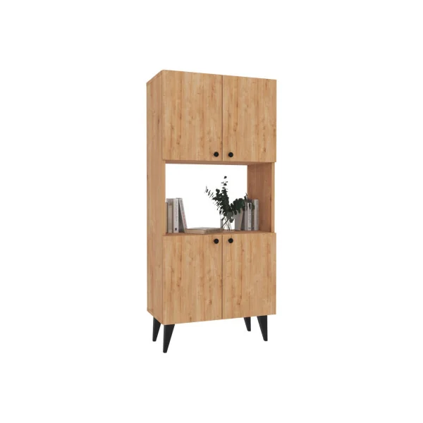 Armoire Chêne 4 Portes 5 Etagères Meuble de Rangement Salon Chambre