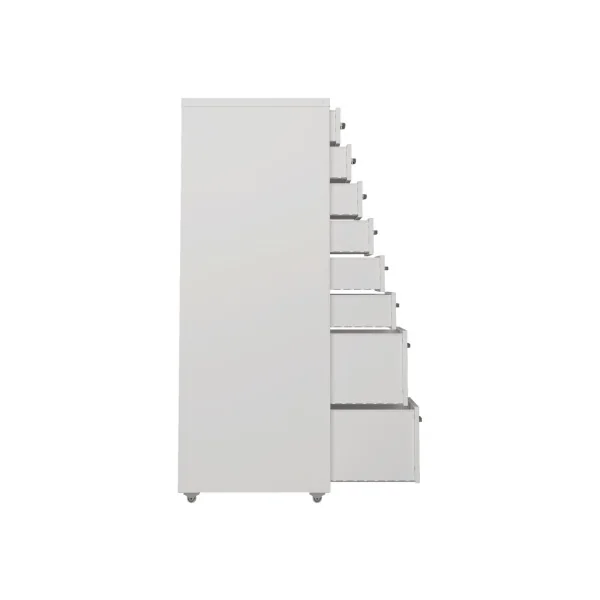 Armoire de Bureau Blanche Mobile Caisson de Bureau à Roulettes 8 Tiroirs