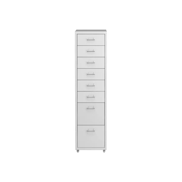 Armoire de Bureau Blanche Mobile Caisson de Bureau à Roulettes 8 Tiroirs