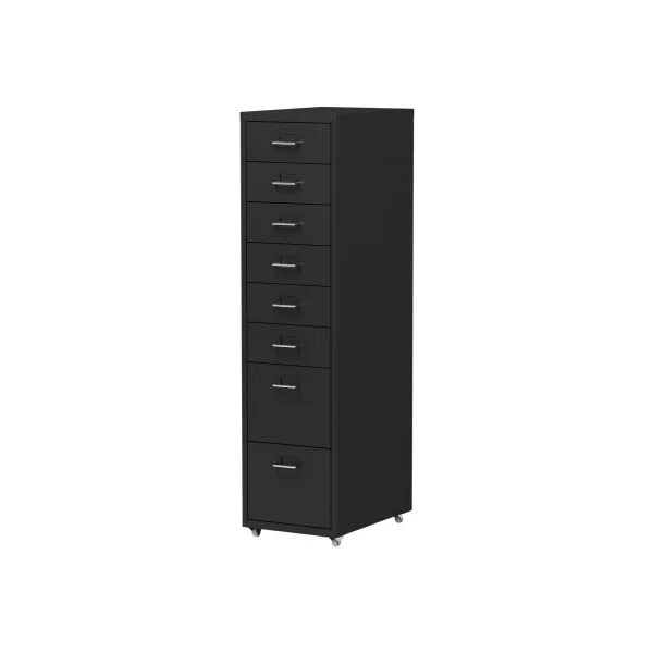 Armoire de Bureau Noir Mobile Caisson de Bureau à Roulettes 8 Tiroirs