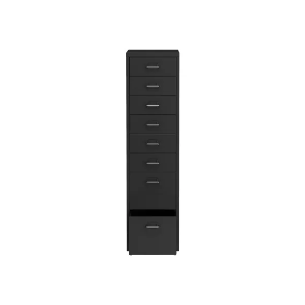 Armoire de Bureau Noir Mobile Caisson de Bureau à Roulettes 8 Tiroirs