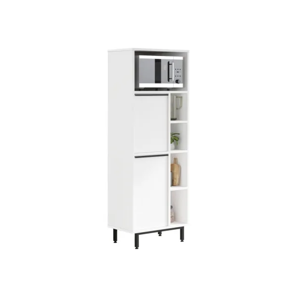 Armoire de Cuisine Blanc 9 Compartiments Meuble Rangement Salon