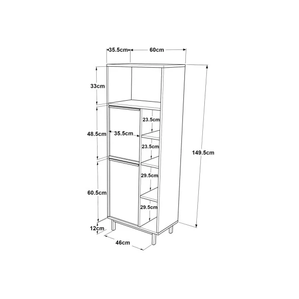 Armoire de Cuisine Blanc 9 Compartiments Meuble Rangement Salon