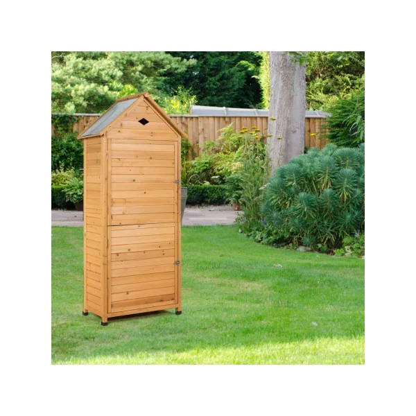 Armoire de Jardin en Sapin Massif avec 5 Etagères Armoire en Bois Toit en Tôle Galvanisé