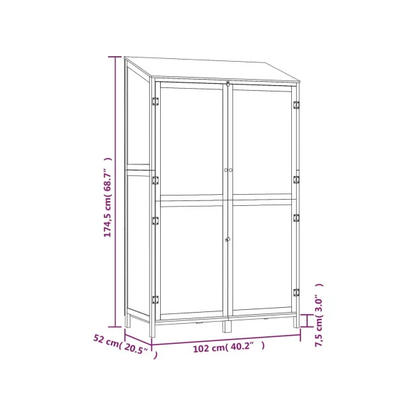Armoire de Jardin Marron GM en Sapin massif Armoire en bois Armoire Extérieure