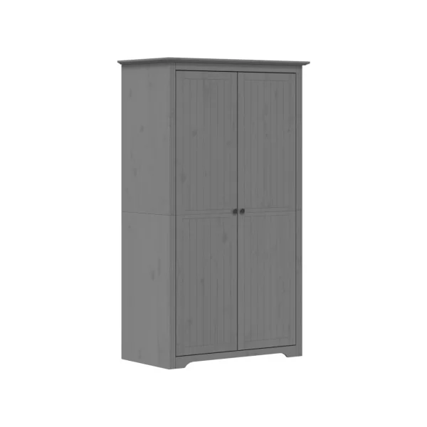 Armoire Grise 2 Portes en Pin Massif Dressing Gris Armoire Chambre Moderne