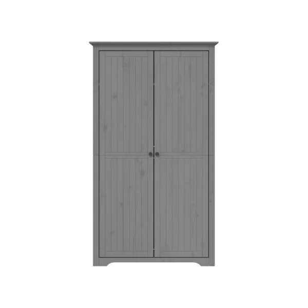 Armoire Grise 2 Portes en Pin Massif Dressing Gris Armoire Chambre Moderne