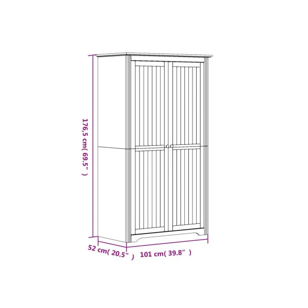Armoire Grise 2 Portes en Pin Massif Dressing Gris Armoire Chambre Moderne