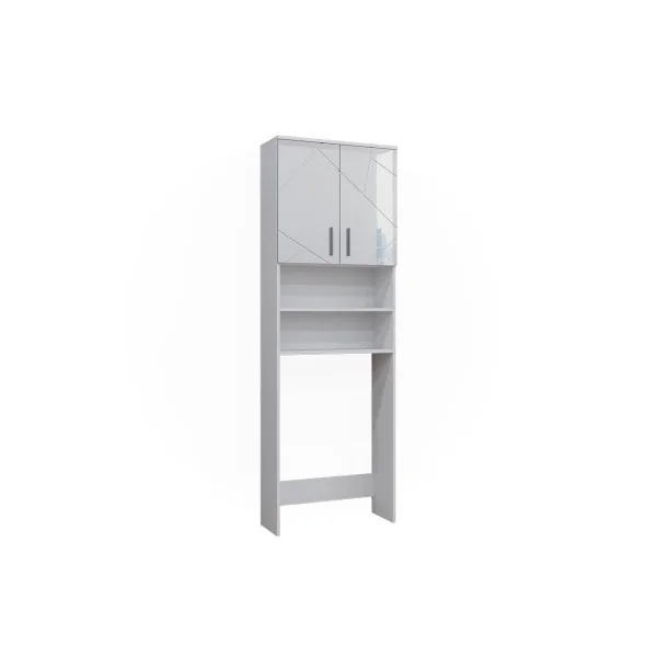 Armoire Lave Linge Blanc Brillant Armoire Machine à Laver Armoire Rangement Salle de Bain Sèche Linge