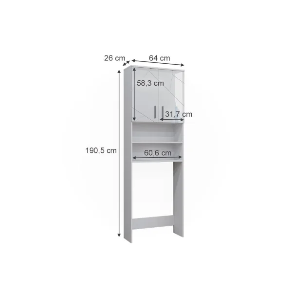 Armoire Lave Linge Blanc Brillant Armoire Machine à Laver Armoire Rangement Salle de Bain Sèche Linge