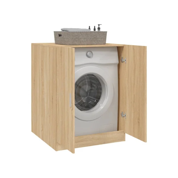 Armoire Lave Linge Meuble pour Machine à Laver Chêne Rangement Salle de Bain