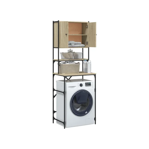 Armoire Machine à Laver Chêne Armoire Sèche Linge Rangement Salle de Bain Gain de Place