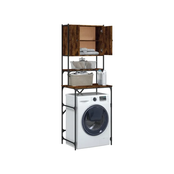 Armoire Machine à Laver Chêne Fumé Armoire Sèche Linge Rangement Salle de Bain Gain de Place