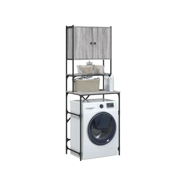 Armoire Machine à Laver Chêne Gris Armoire Sèche Linge Rangement Salle de Bain Gain de Place