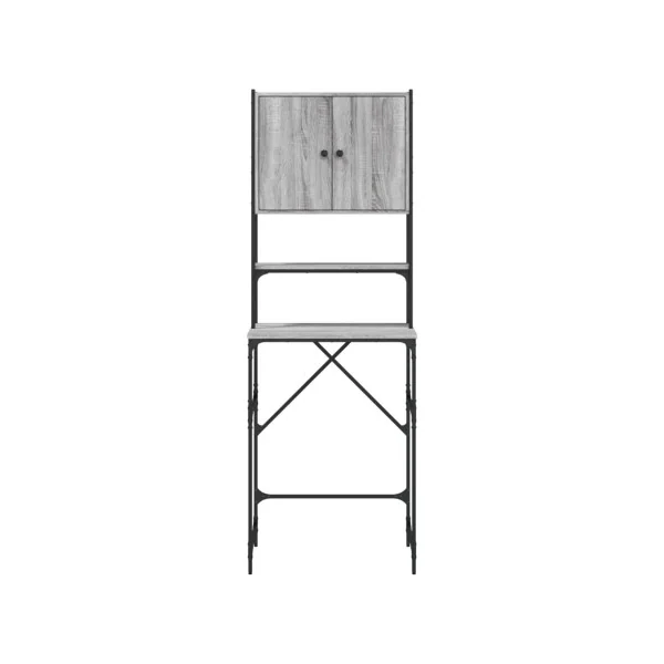 Armoire Machine à Laver Chêne Gris Armoire Sèche Linge Rangement Salle de Bain Gain de Place