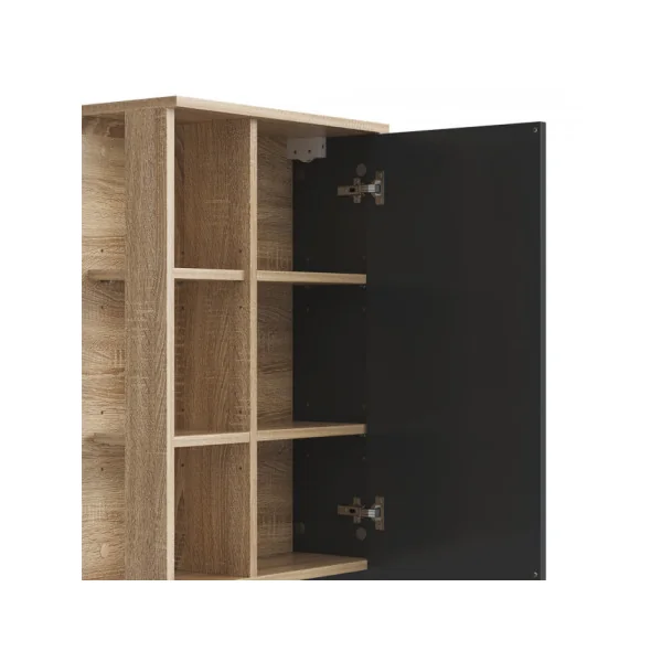 Armoire Murale Salle de bain Anthracite et Chêne Armoire avec rangement de salle de bain