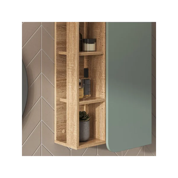 Armoire Murale Salle de bain Vert de Gris et Chêne Armoire avec rangement de salle de bain