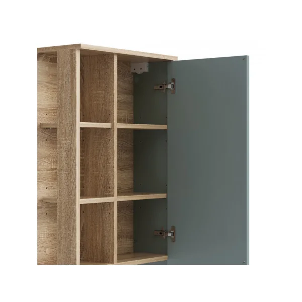 Armoire Murale Salle de bain Vert de Gris et Chêne Armoire avec rangement de salle de bain