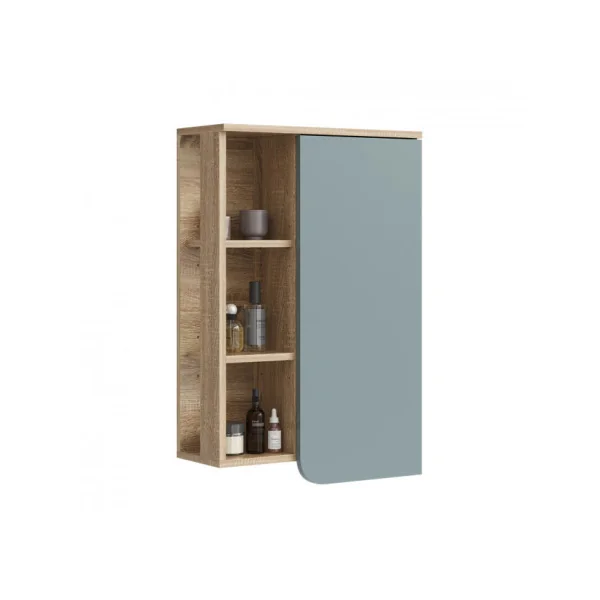 Armoire Murale Salle de bain Vert de Gris et Chêne Armoire avec rangement de salle de bain
