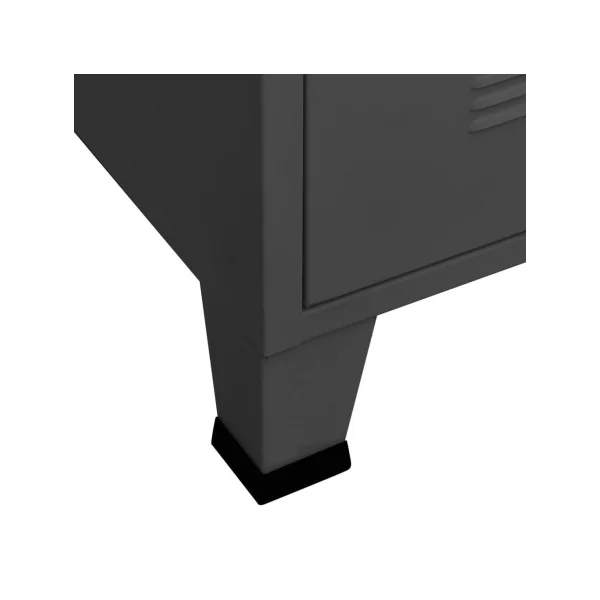 Armoire Métal Anthracite Dressing 2 Portes 3 Tiroirs Garde-robe Penderie Chambre