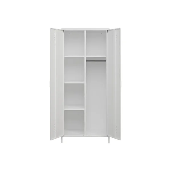 Armoire Métal Blanche Dressing 2 Portes avec Penderie Garde-robe Chambre