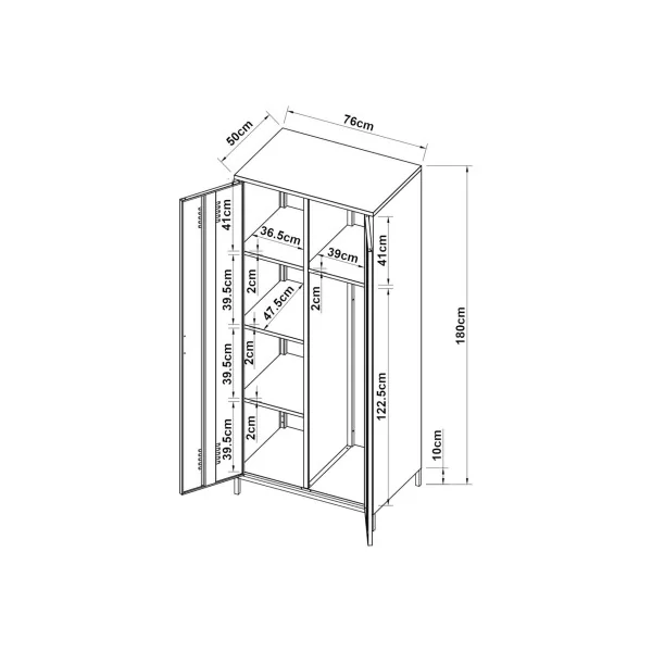 Armoire Métal Blanche Dressing 2 Portes avec Penderie Garde-robe Chambre
