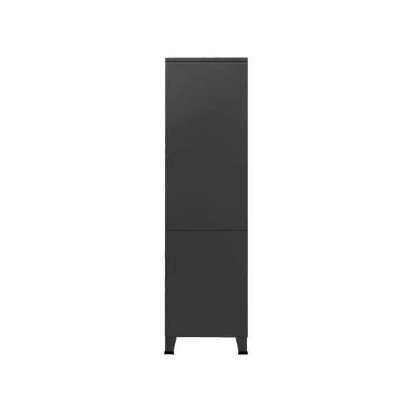 Armoire Métal Noir Dressing 2 Portes 3 Tiroirs Garde-robe Penderie Chambre