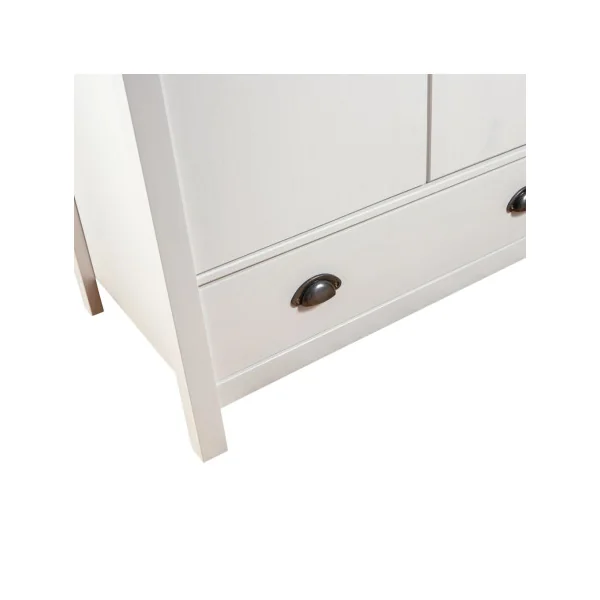 Armoire Pin Blanc et Bois 3 Portes 2 Tiroirs Dressing Armoire Chambre Garde Robe