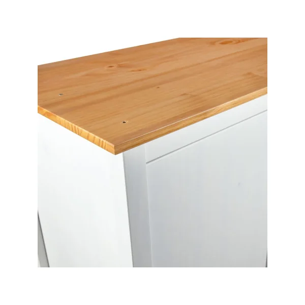 Armoire Pin Blanc et Bois 3 Portes 2 Tiroirs Dressing Armoire Chambre Garde Robe