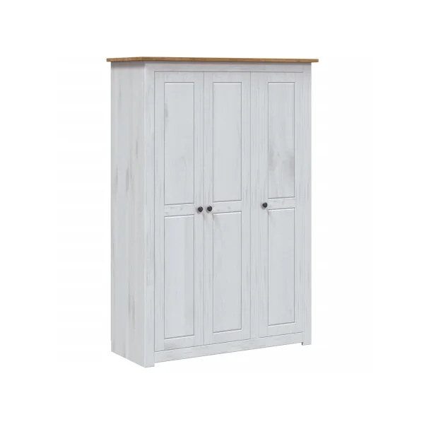 Armoire Pin Massif Bois Blanc 3 Portes Dressing Armoire Chambre Garde Robe