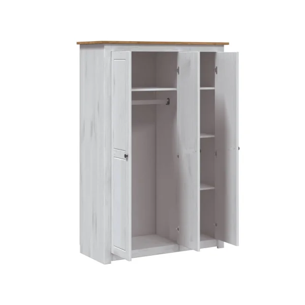 Armoire Pin Massif Bois Blanc 3 Portes Dressing Armoire Chambre Garde Robe