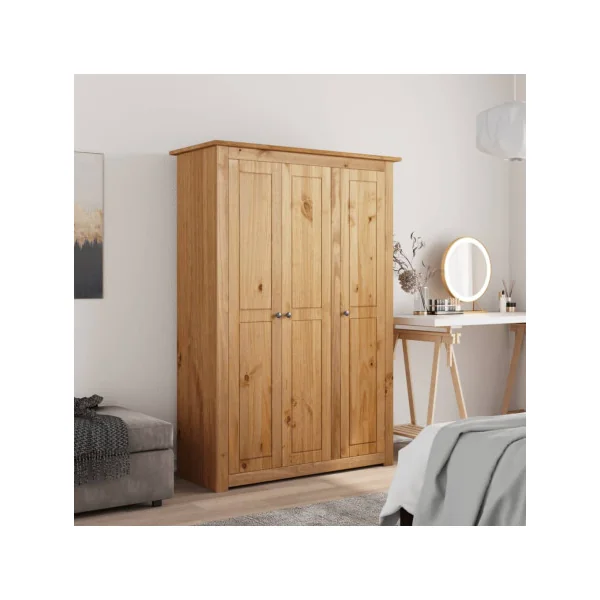 Armoire Pin Massif Bois Naturel 3 Portes Dressing Armoire Chambre Garde Robe