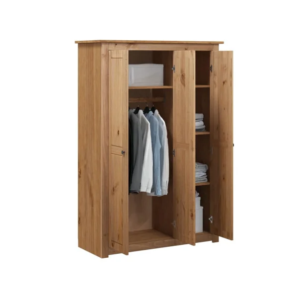 Armoire Pin Massif Bois Naturel 3 Portes Dressing Armoire Chambre Garde Robe