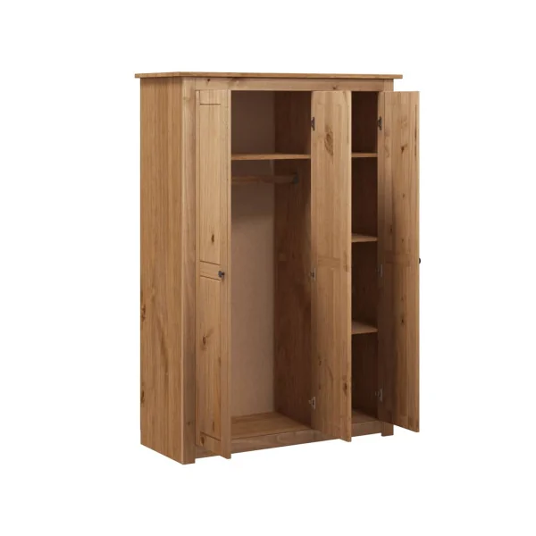 Armoire Pin Massif Bois Naturel 3 Portes Dressing Armoire Chambre Garde Robe