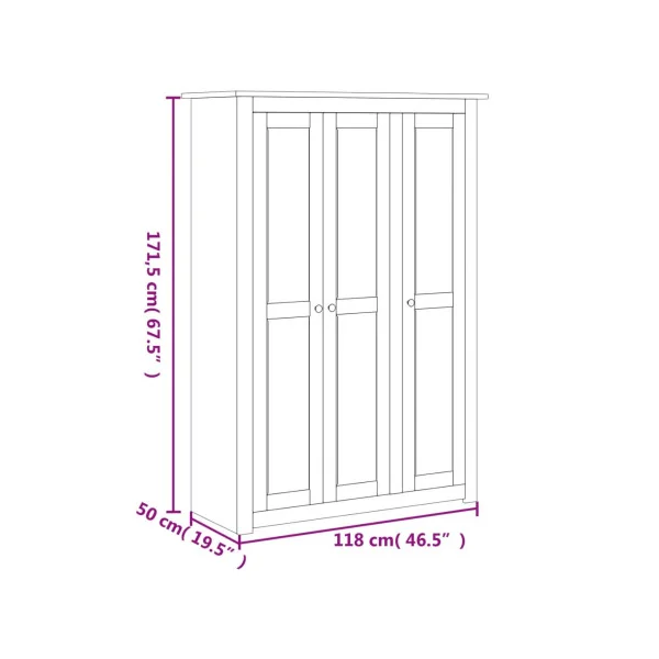 Armoire Pin Massif Bois Naturel 3 Portes Dressing Armoire Chambre Garde Robe