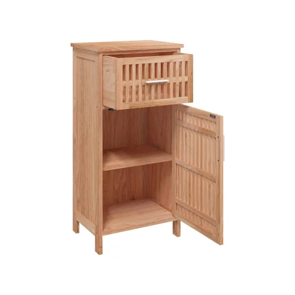 Armoire Salle de Bain Basse Bois Massif Noyer Colonne Salle de Bain 1 Placard 1 Tiroir