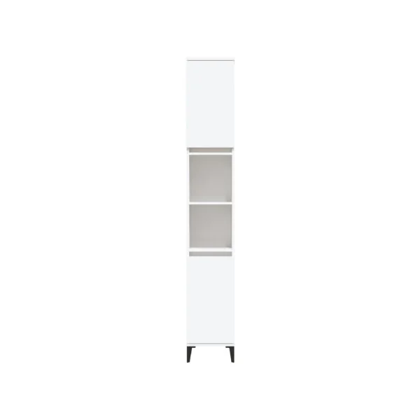 Armoire Salle de Bain Haute Blanc Colonne Salle de Bain 2 Placards Pieds Métal
