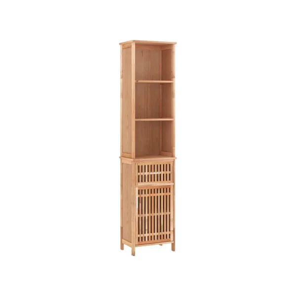 Armoire Salle de Bain Haute Bois Massif Noyer Colonne Salle de Bain 1 Placard 1 Tiroir