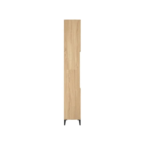 Armoire Salle de Bain Haute Chêne Colonne Salle de Bain 2 Placards Pieds Métal