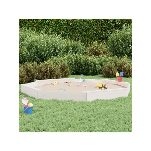Bac à Sable Pin Massif Blanc Octogonal 232x232 cm Bac Sable Enfant Jouet d'Extérieur Jardin
