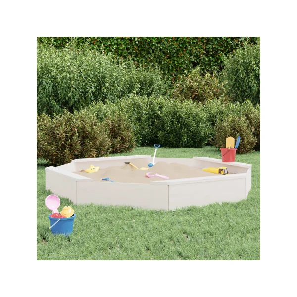 Bac à Sable Pin Massif Blanc Octogonal Bac Sable Enfant Jouet d'Extérieur Jardin
