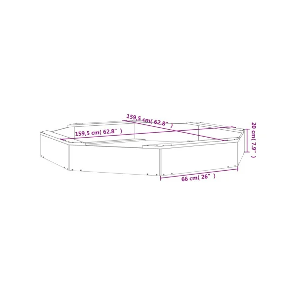 Bac à Sable Pin Massif Blanc Octogonal Bac Sable Enfant Jouet d'Extérieur Jardin