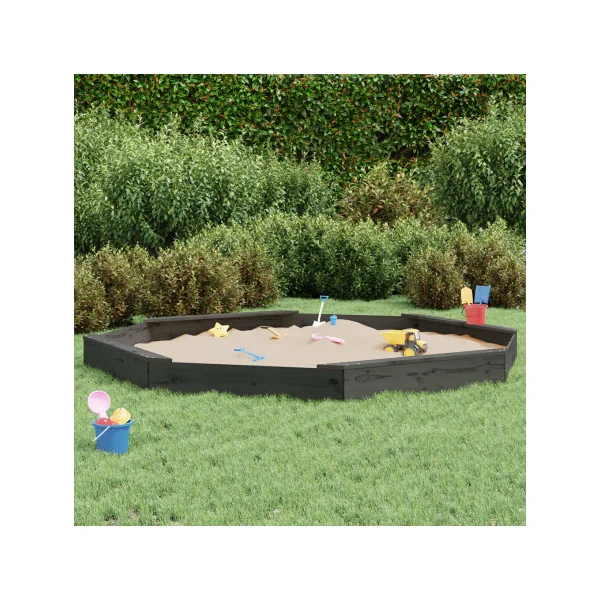 Bac à Sable Pin Massif Gris Octogonal 232x232 cm Bac Sable Enfant Jouet d'Extérieur Jardin