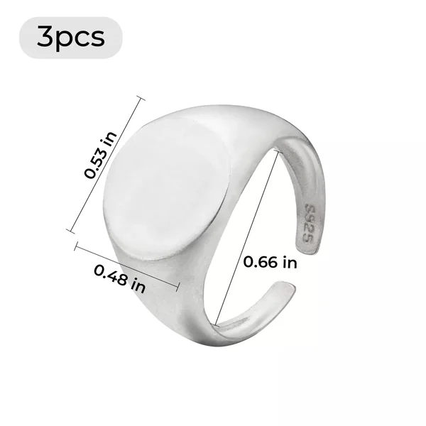 Bagues chevalières ovales en argent 925 (3 pcs)
