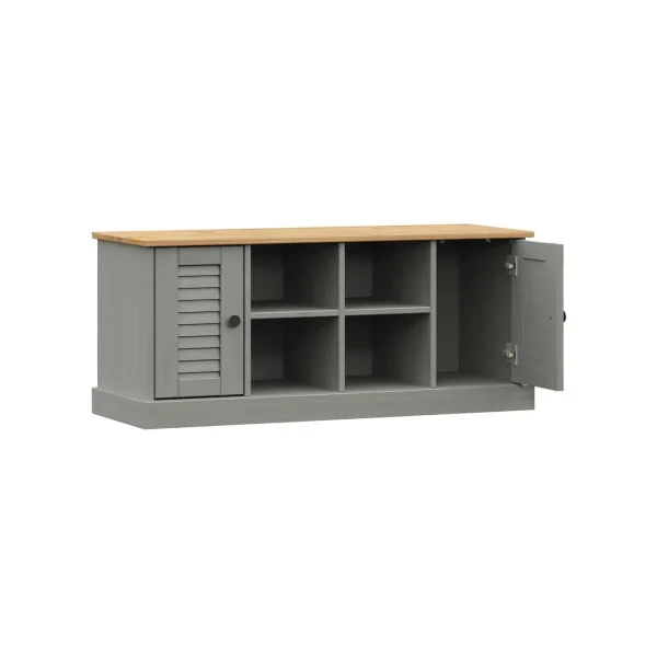 Banc Chaussures Bois Massif Pin Gris Meuble Chaussure Entrée