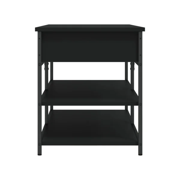 Banc Chaussures Noir Acier Coffre de Rangement Banc d'Entrée avec Etagère Chaussure