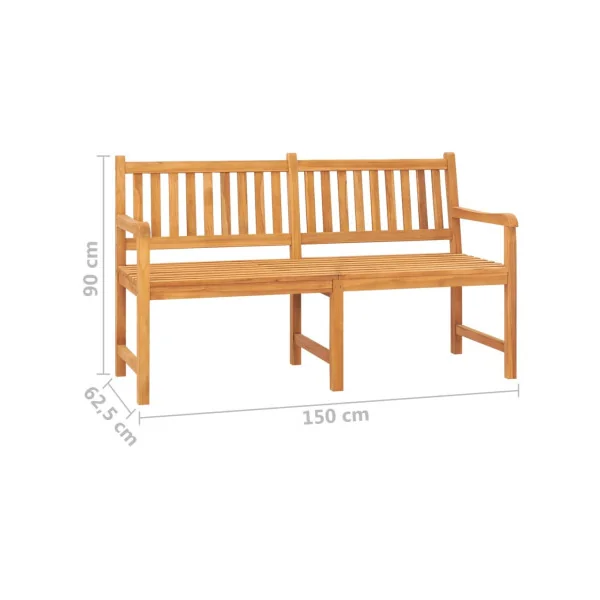 Banc de Jardin 150 cm en Teck 3 Places avec Table Banc Extérieur Solide